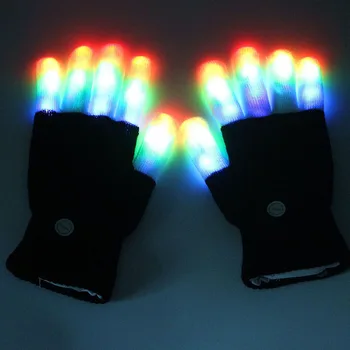 

1 Pair Colorful Flash Gloves LED Glowing Gloves Glitter Gloves Party Entertainment Promotional Glowing Gloves Powered CR2016