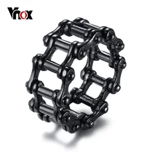 Vnox Stijlvolle Punk Motorfiets Biker Chain Ring voor Mannen Zwart Roestvrij Staal Fiets Link Band Mannelijke Alliantie Rock Jewlery(China)