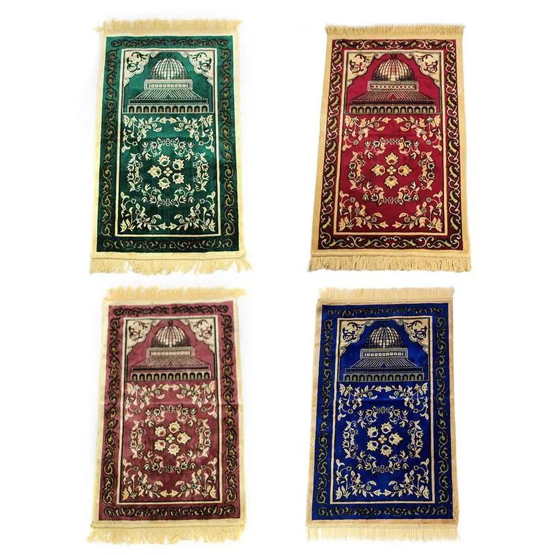 

Rectangular Cashmere Muslim Rug Worship Pilgrimage Blanket Vintage Carpet Islamic Travel Prayer Carpet Home Decoration