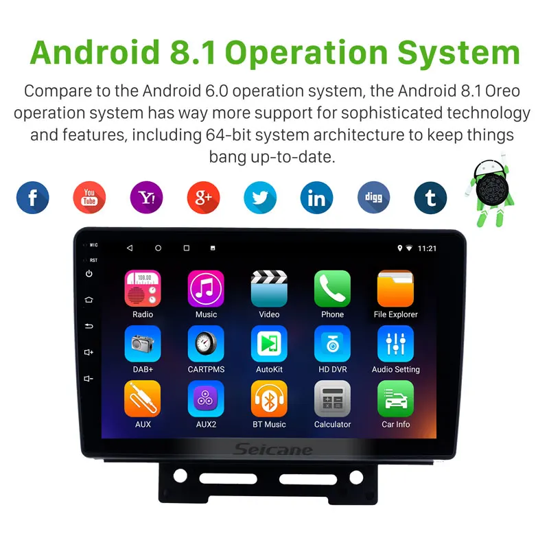 Seicane 9 &quotAndroid 8 1 Автомобильный мультимедийный плеер для 2012 2013 2014 Geely Emgrand EC7 GPS Navi