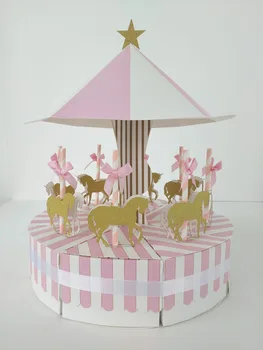 

Carousel Gift Box Cake Baby Shower Candy Box Paper Wedding Birthday Party Decorations Cardboard Boxes Bonbonniere Baptism D3