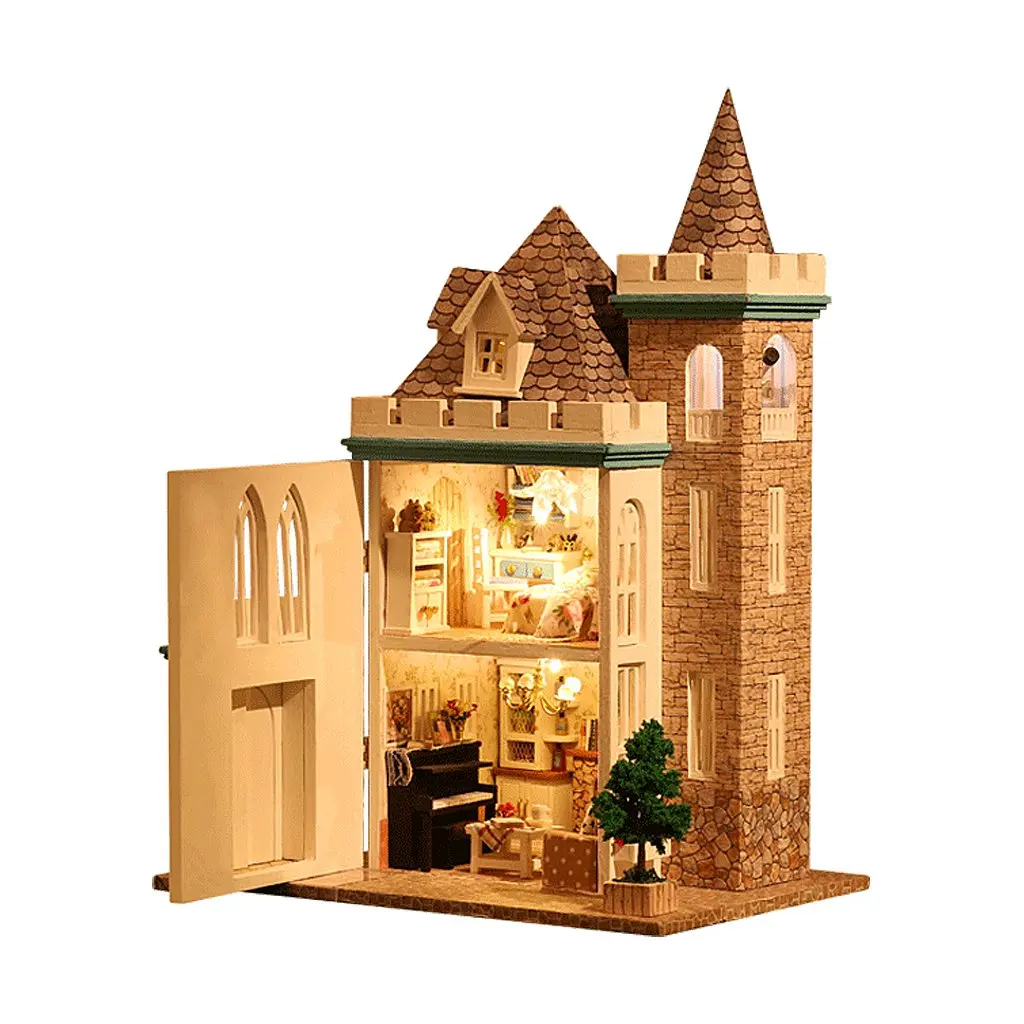 1:24 Scale DIY Miniature Dollhouse Kit Handmade Doll House Model with LED Light Educational Toys for Children Toddler Kids 1:24 Scale DIY Miniature Dollhouse Kit Handmade Doll House Model with LED Light Educational Toys for Children Toddler Kids