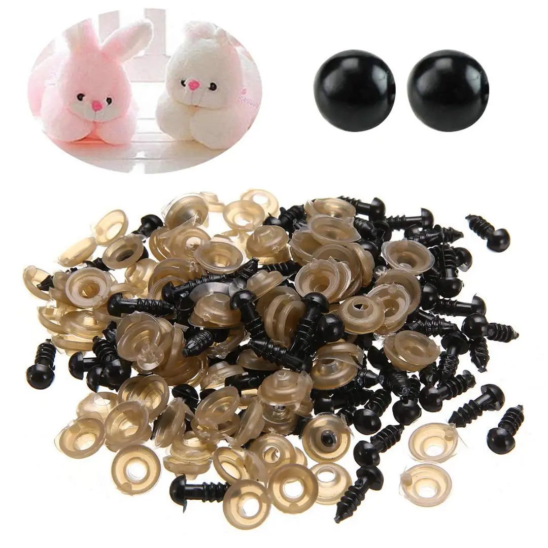 

200Pcs Black Plastic Eyes For Teddy Doll Animal Puppet Diy Craft (6Mm)