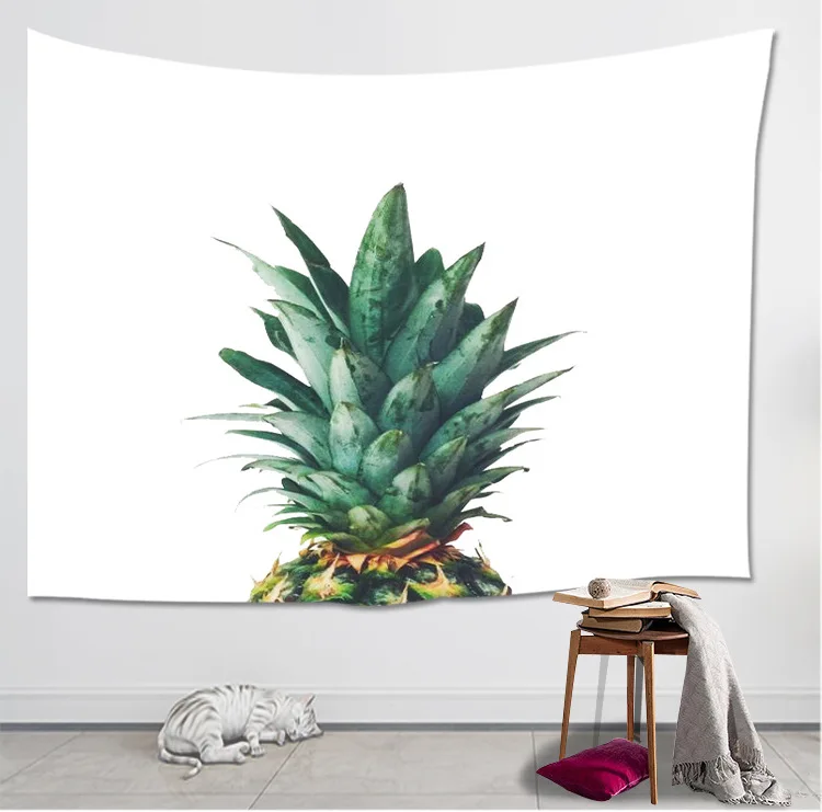 

Loartee Pineapple Green Leaves Tapestry Young Simple Ins Picture Cloth Home Wall Decoration