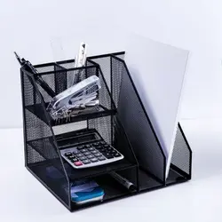 Домашний рабочий стол офисные папка стойки Организатор сортировщик черная металлическая сетка