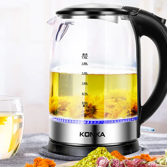 

KONKA KEK-15DG1720 1.7L Electric Kettle 1500W fast boiling Anti-dry Electric water Kettle stainless steel Visual Blu-ray Kettle