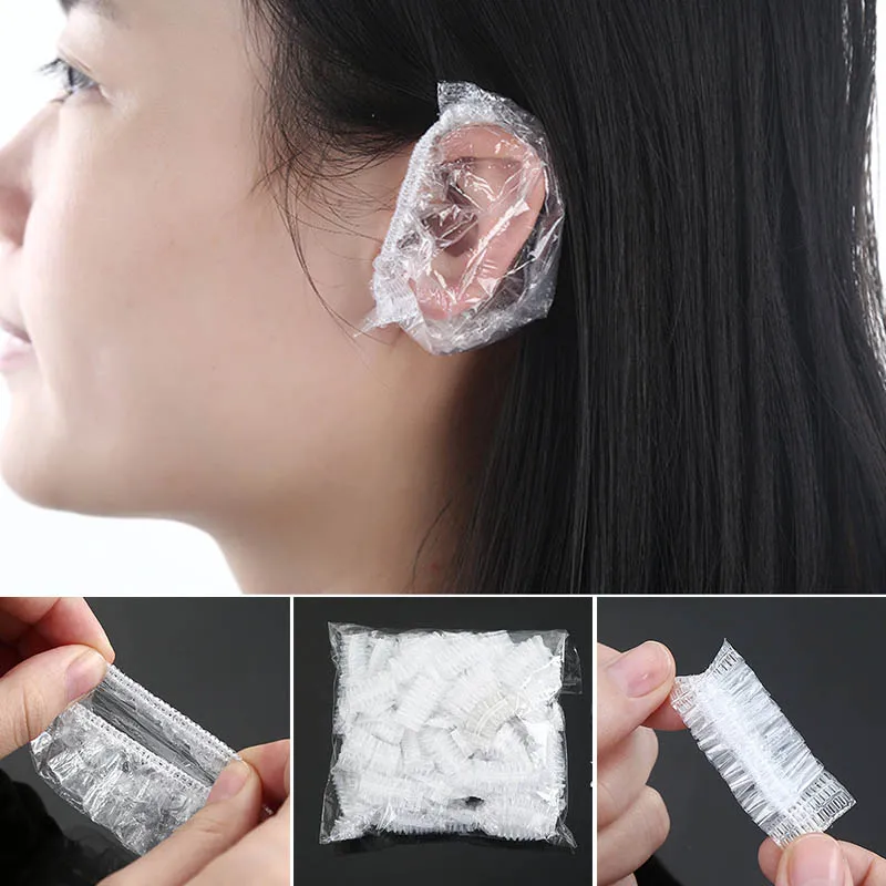 

100Pcs Dyeing Hair Supplies Ear Cover One-off Earmuffs Disposable Elastic Bathroom Accessories Waterproof Salon Ear Protector