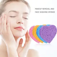 Для умывания лица спонж для очищения кожи в форме сердца древесно-целлюлозно-бумажный хлопок для умывания лица спонж для очищения кожи Мягкая косметическая пуховка
