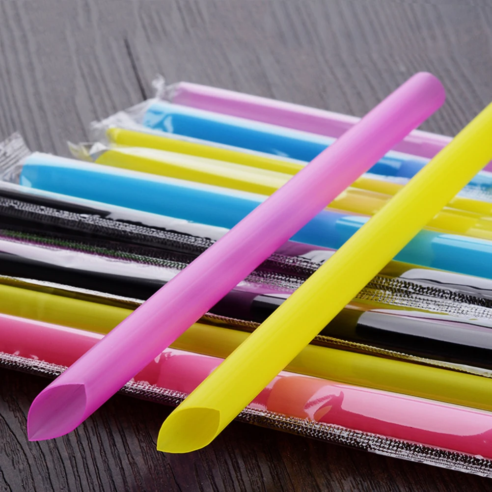 

200pcs/Pack Disposable Drinking Straws Wide Milkshake Boba Tea Straw For Party Bar Beverage Shop (Individually Wrapped)