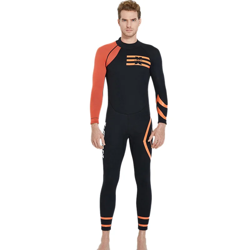 

Dive＆Sail Black Orange Scuba Diving Wetsuit Men 3Mm Neoprene Swimming Surf Triathlon Wet Suit Swimsuit Full Bodysuit Winter Ke