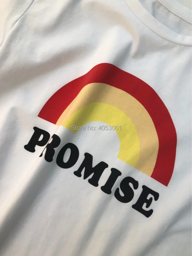 

High Quality Cotton Rainbow Color & Letter Printed Tees Top - 2019ss Ladies O Neck Short TShirt