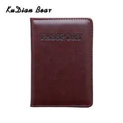 KUDIAN медведь искусственная кожа Обложка для паспорта тонкий Обложка для паспорта Повседневное держатель кредитной карты обложки для