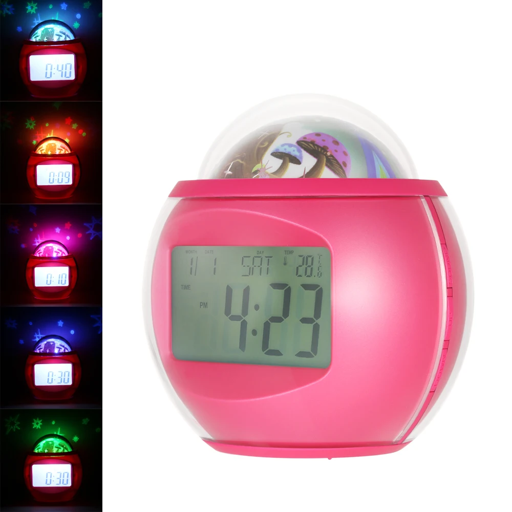 Digital Alarm Clock Star Sky Projection Music Clock Backlight Night Light Calendar Thermometer Timer Function Projector Clock