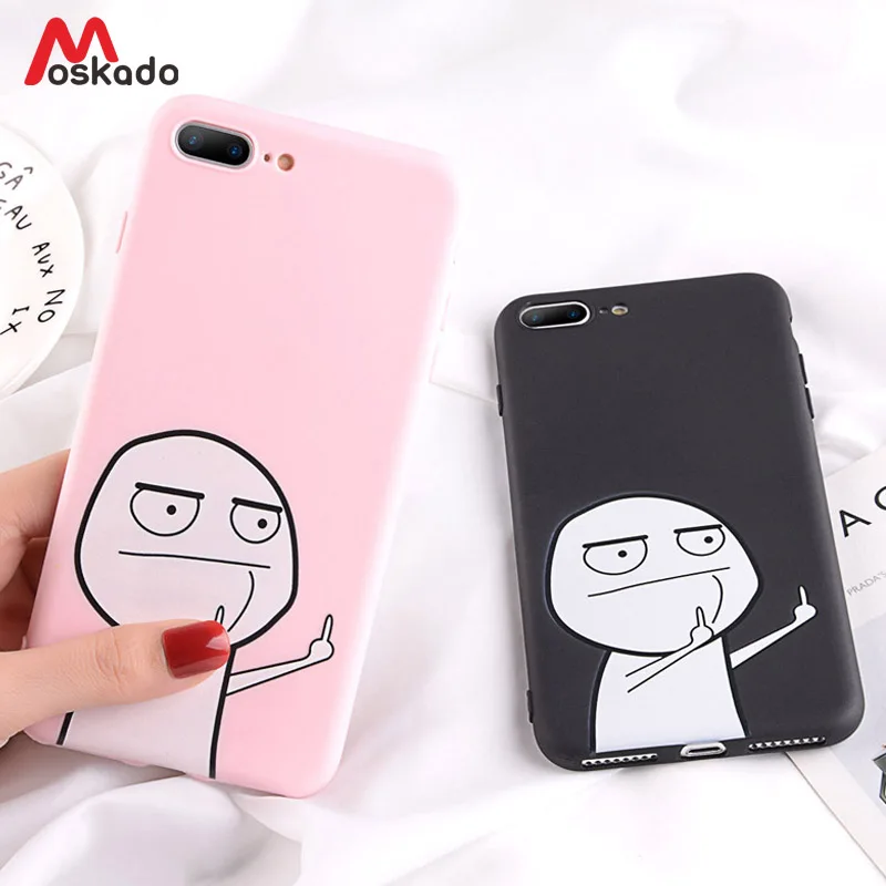 

Moskado Phone Case For iphone X 7 8 6 6s Plus Cartoon Middle Finger Funny Cover For iphone X XS Max 5 5s SE XR Soft TPU Cover