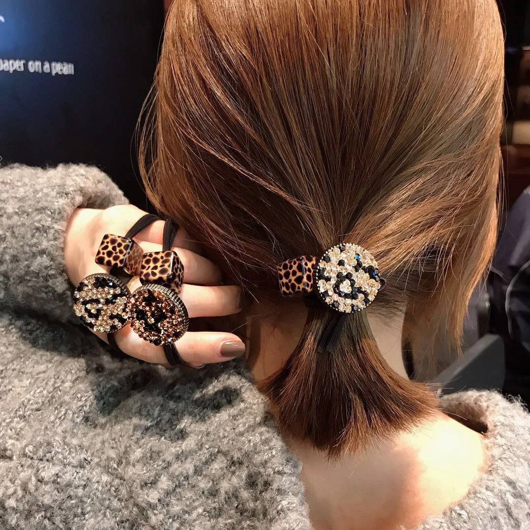 

Derivative Explosion Models, Korea Dongdaemun Autumn And Winter New Style Hair Tie Crystal Leopard Line Hair Rubber Band Hair Ba