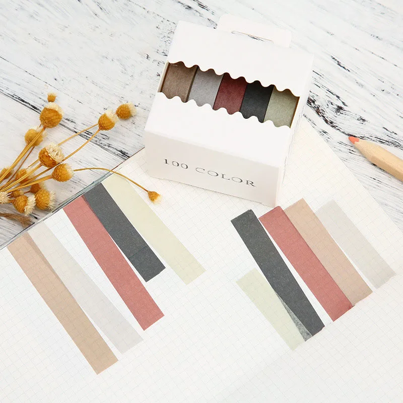 

sale 5pcs/lot Stationery Scrapbooking Paper Tape Office Supplies Crafts Rainbow Masking Tape Decoration