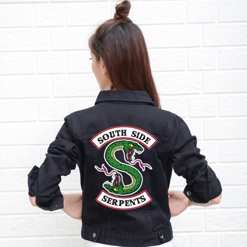 Riverdale Jeans Denim Jacket South Side Serpents Streetwear Tops Spring Jean Women Jacket Harajuku Hip Hop Denim Clothing Female Riverdale Jeans Denim Jacket South Side Serpents Streetwear Tops Spring Jean Women Jacket Harajuku Hip Hop Denim Clothing Female