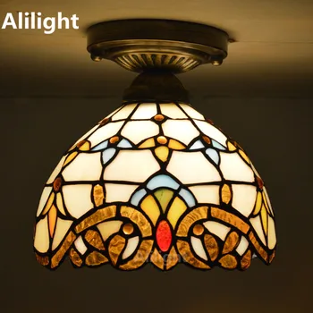

Stained Glass Tiffany Ceiling Light European Classic Ceiling Lamp Living Room Indoor Lighting E27 110-240V Home Decor Fixtures