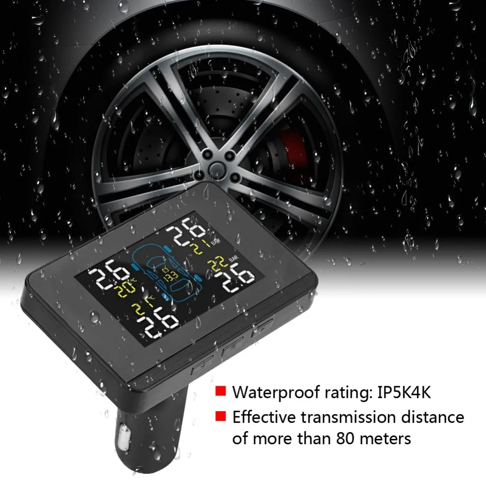 Автомобильная система контроля давления в шинах TPMS сигаретный светильник er с ЖК