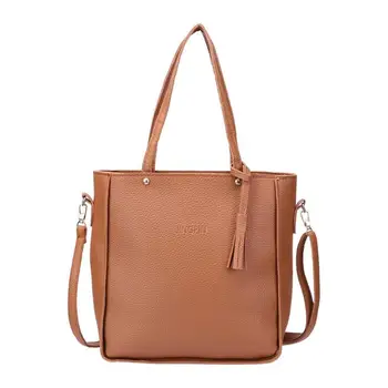 

4pcs/set Women Tote Bags Composite Female Litchi Shoulder Bags Purse Bucket Messenger Bags Fashion 2019 Handbag Sets