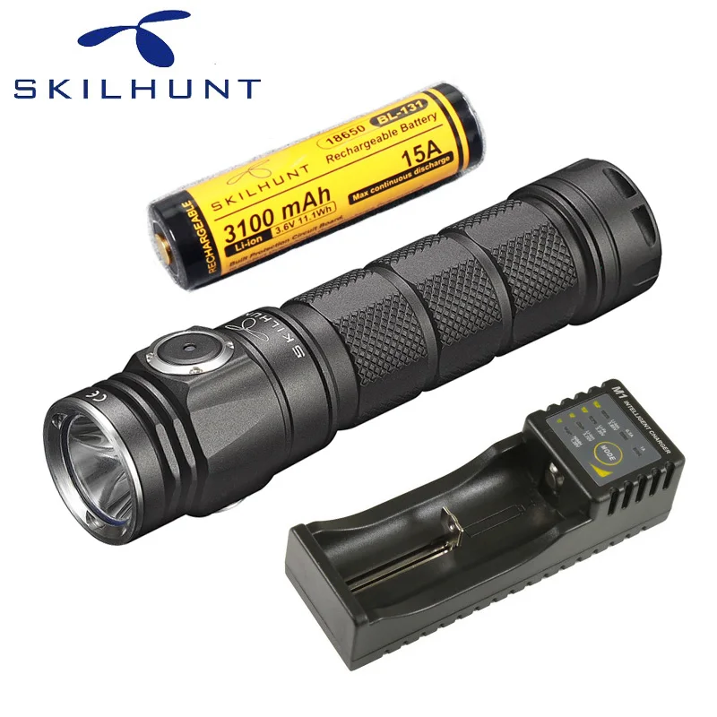 Skilhunt M200 CREE XP-L светодиодный 1050 Люмен USB Магнитный заряжаемый фонарик с батарея зарядное устройство