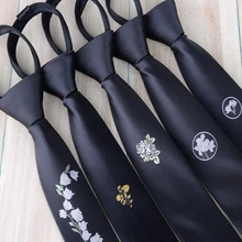 Новое Поступление Персонализированные тонкие 5 см Предварительно Связанные Галстуки для шеи черное вино темно сплошной цвет вышивка мужские галстуки животные пчелы стрекоза