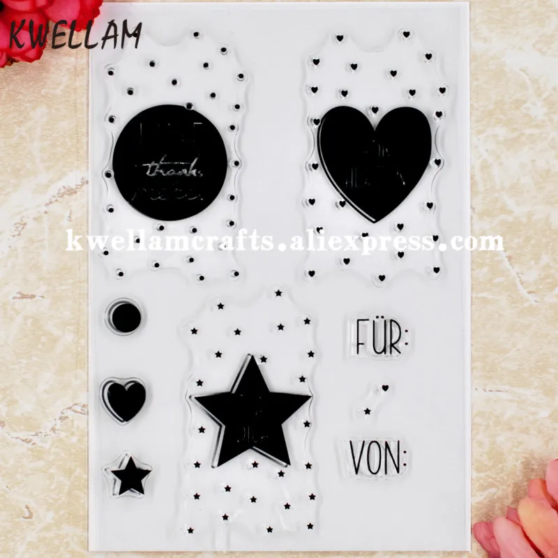 

German FUR VON Heart Dot Star Background Scrapbook DIY photo cards rubber stamp clear stamp transparent stamp 10x15cm KW8041701