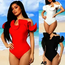 Купальник, женский комбинезон, сдельный купальник, купальник, топ с оборками, Сексуальная Блузка, комбинезон, боди для купания