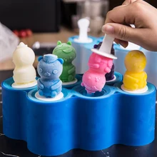 DIY формы для мороженого Льдогенераторы животного Форма формочка для морозильника ледяной бар Еда класса силиконовая форма поднос для мороженого с палочки для сладостей