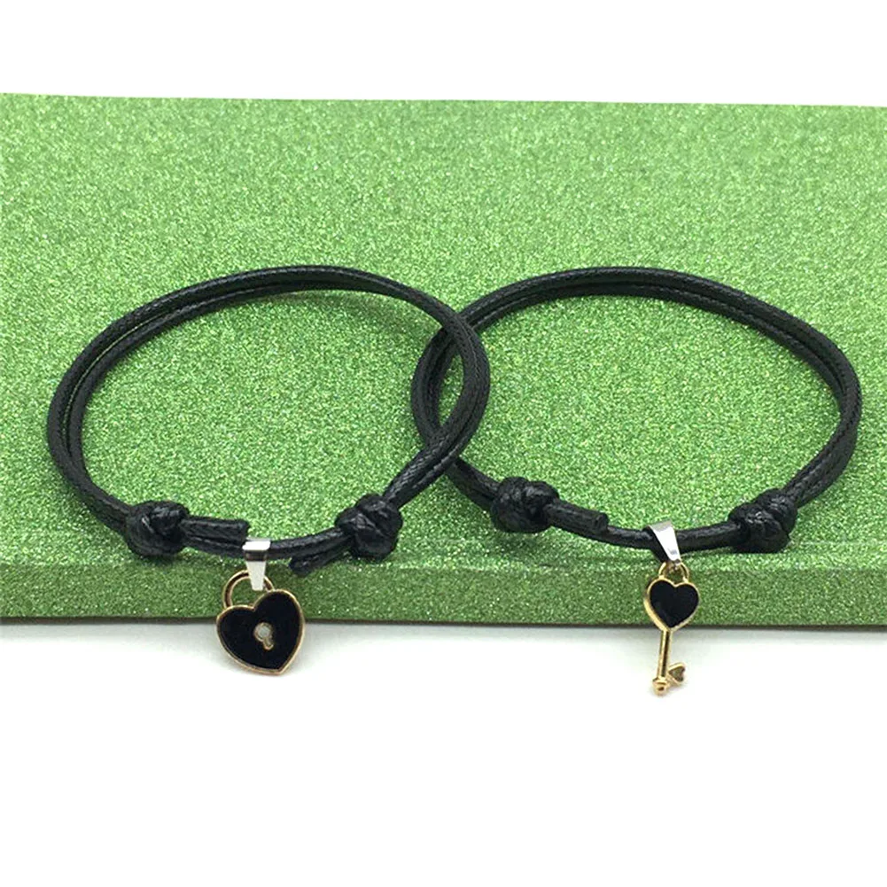 2Pcs/Lot Key Heart Lock Charm Bracelets For Woman Men Fashion Simple Wristband Jewelry Rope Chain Couple Bracelet Pulseras Gifts 2Pcs/Lot Key Heart Lock Charm Bracelets For Woman Men Fashion Simple Wristband Jewelry Rope Chain Couple Bracelet Pulseras Gifts