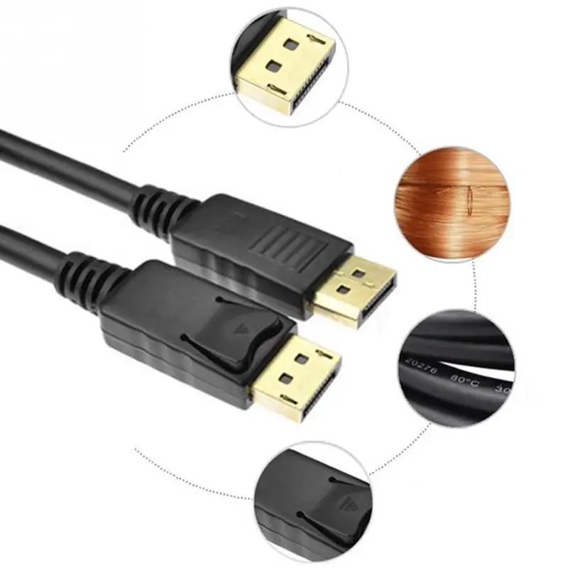 

1.8m LCD Adapter Cable For Laptop HD 4k HDMI DP To DP Display Port Gold Plating