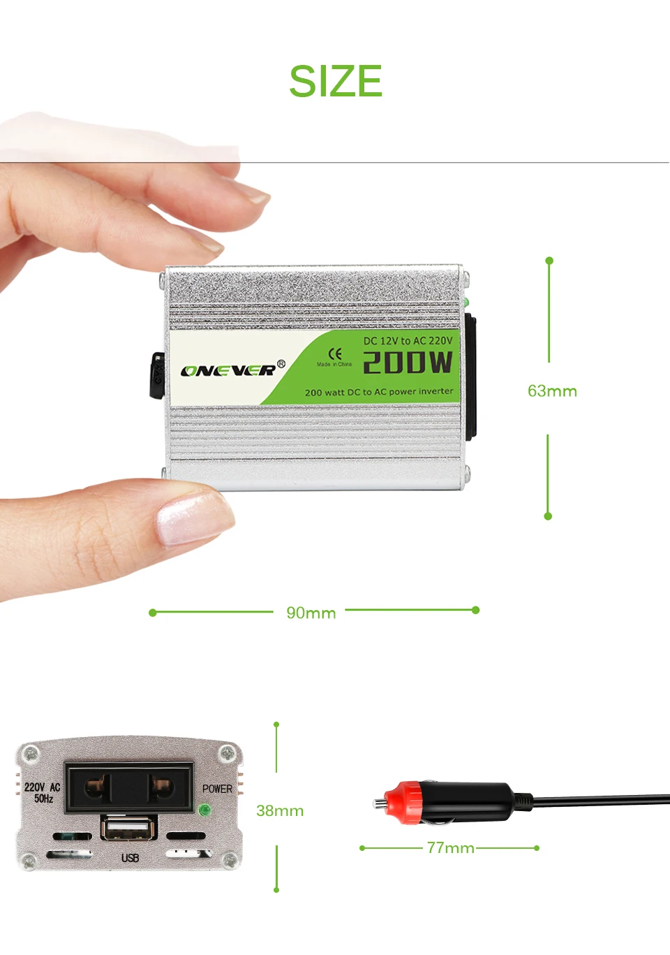 Автомобильный преобразователь мощности 200 Вт USB зарядное устройство DC 12 В в AC 220 В с USB 5 В выход цифровой камеры