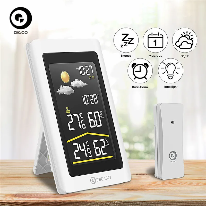 

Digoo DG-TH11300 Weather Station Outdoor HD Hygrometer Thermometer Digital Forecast Sensor Humidity Temperature Sensor Clock New