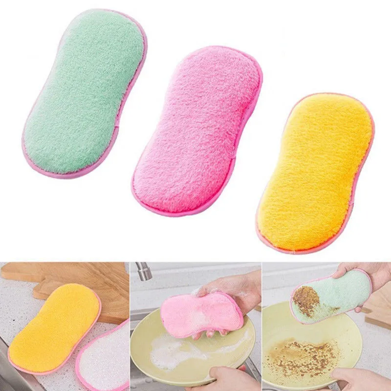 

Mini Cleaning Cloths Scouring Pad Double Sides Antibacterial Microfiber Scrubbing Sponges Kitchen Accessories Tool 2019 Hot Sale