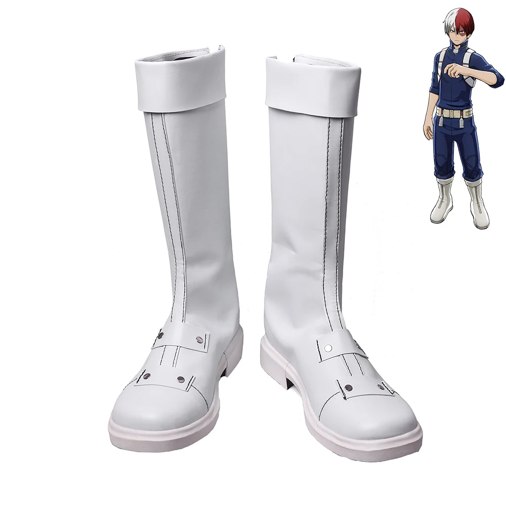 My Hero Academia Todoroki Shoto Cosplay Shoes White Boots-in Shoes from