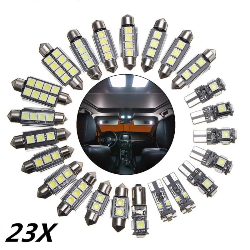

23pcs 12V 6000K White LED Car Interior Dome Lamp Ceiling Light Kit Trunks Spare License plate lights for BMW X5 E53 2000-2006