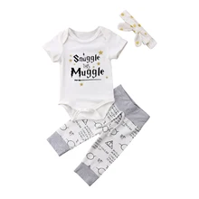 

Newborn Kid Baby Boy Girl Clothes Jumpsuit Bodysuit Long Pants Headband Outfit Set Size 0-24M