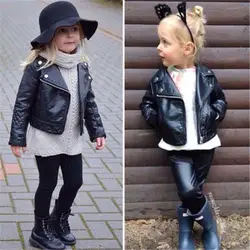 2019 Новая девушка дети мода мотоциклетная куртка из искусственной кожи Верхняя одежда для мотоциклиста пальто для ясельного возраста весна