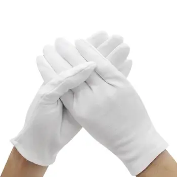 

6 Pairs White Inspection 100% Cotton Work Gloves Ceremonial gloves for male female Serving Waiters drivers Jewelry Gloves
