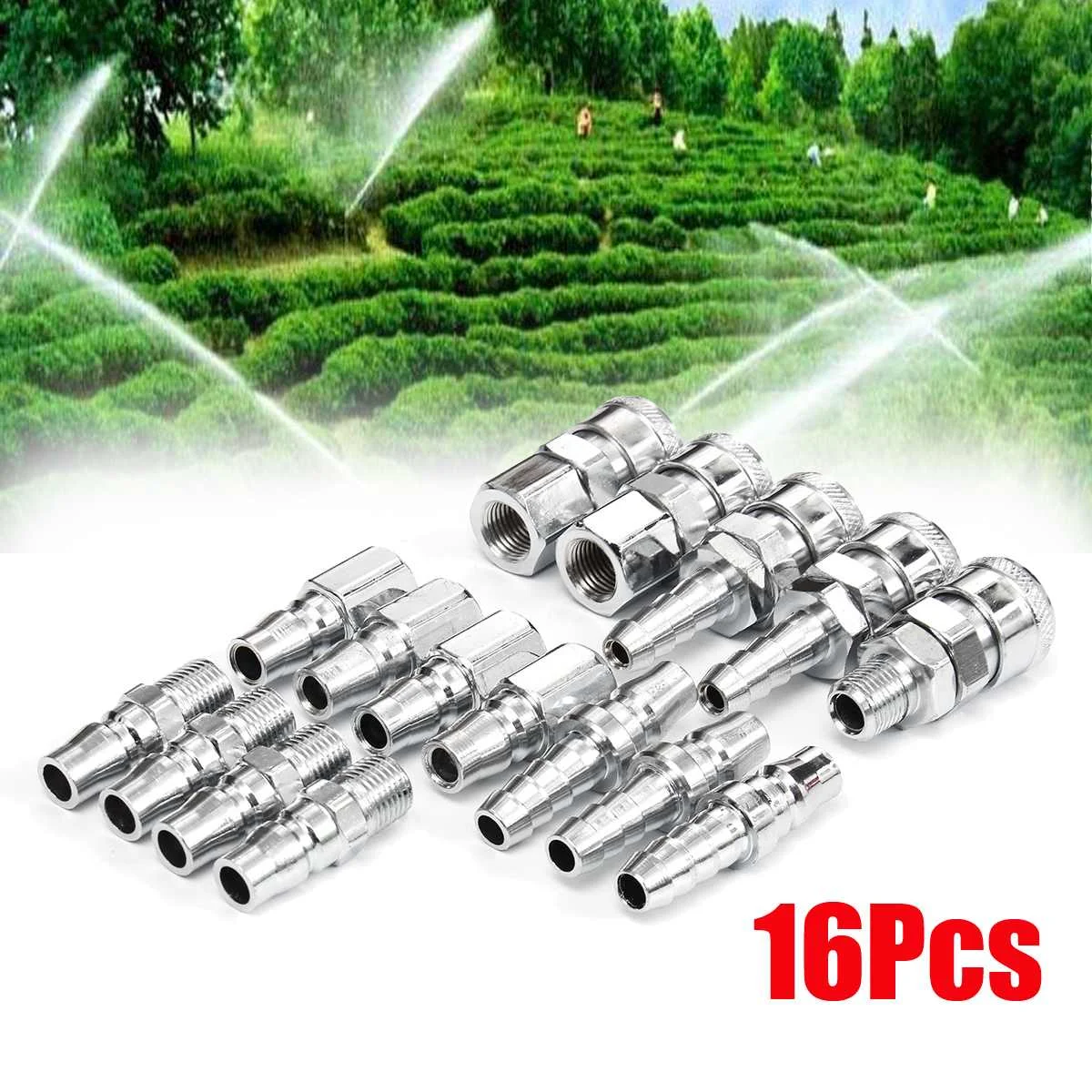 

New 16pcs Quick Connector BSP Air Line Hose Fittings Compressor Connector Quick Release Coupler Set