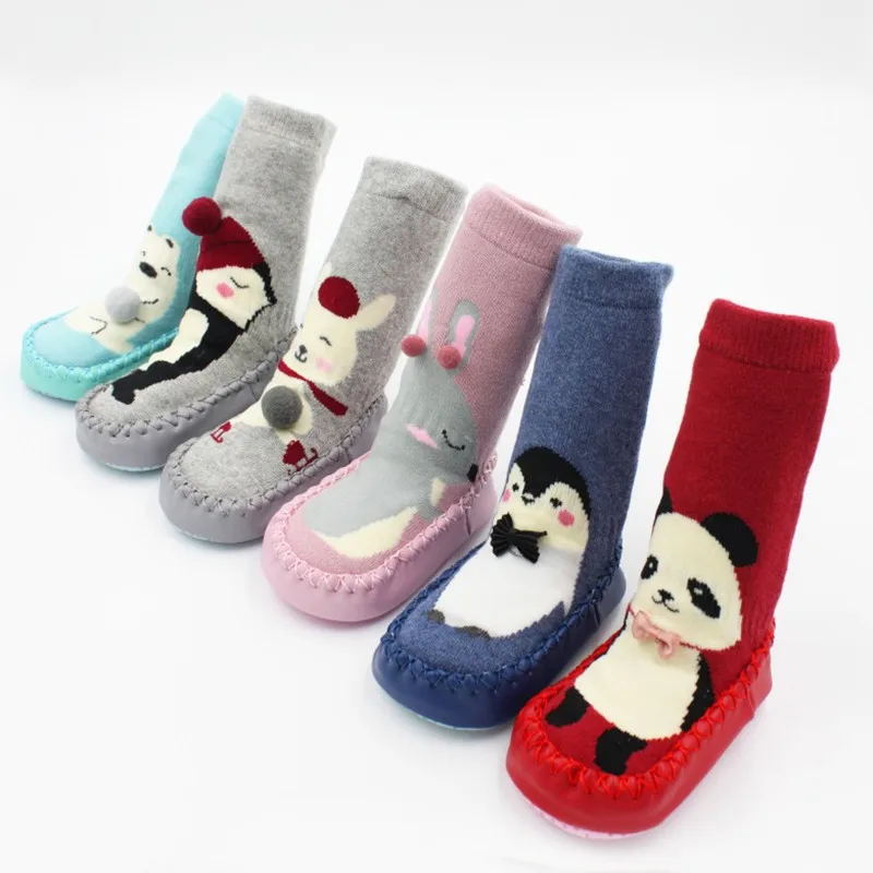 Осенне-зимние махровые толстые теплые детские носки нескользящие носки и носки для малышей 0-3 лет носки-тапочки для малышей