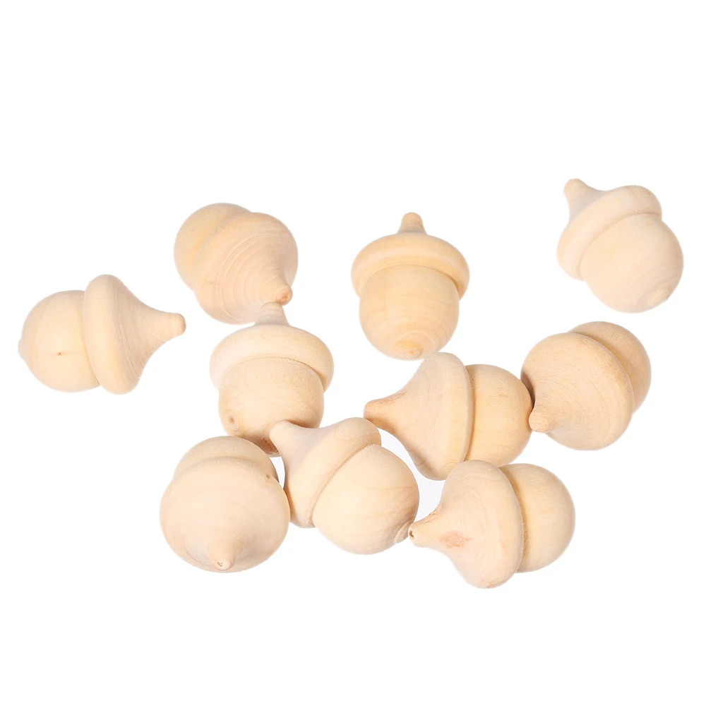 

10Pcs Wood DIY Craft Home Decor Acorn Shape Wooden Painted Crafts Peg Dolls Unfinished Paint Stain DIY Crafts Party Supplies