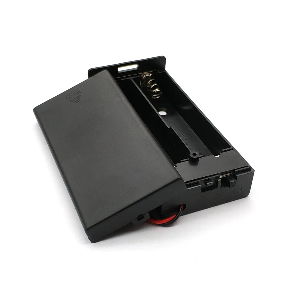 

18650 Battery Storage Case 2*18650 Batteries Holder Plastic Box Container Series Connection 7.4V Wired with ON/OFF Switch Black