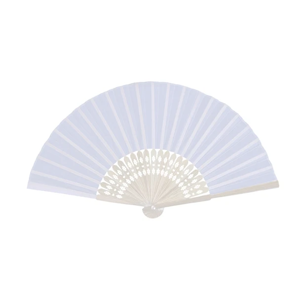 

24 pcs/lot White Folding Elegant Silk Hand Fan with Gift bag Wedding & Party 21cm