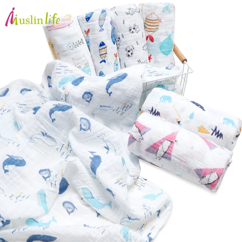 

Muslinlife Ins Hot Cute Milestone Baby Blanket 100% Cotton Cuddle Sleeping Blanket Newborn Infant Toddler Receiving Blanket