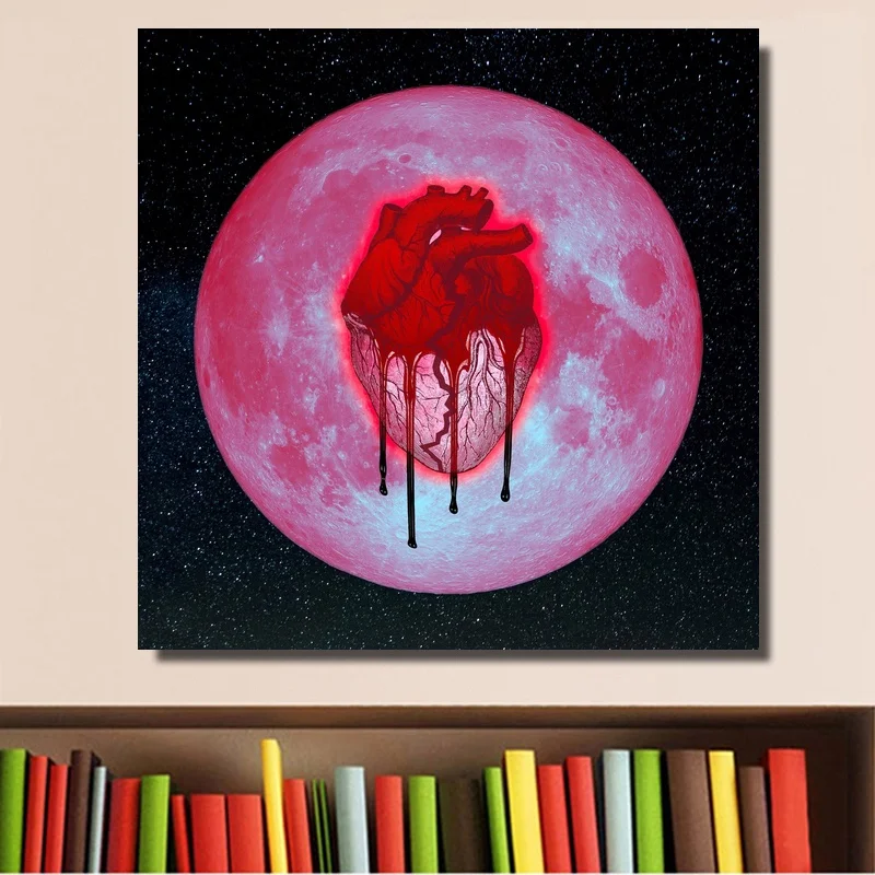 

Chris Brown Heartbreak On a Full Moon Poster Album Poster Print on Canvas Home Decor Wall Art No Frame