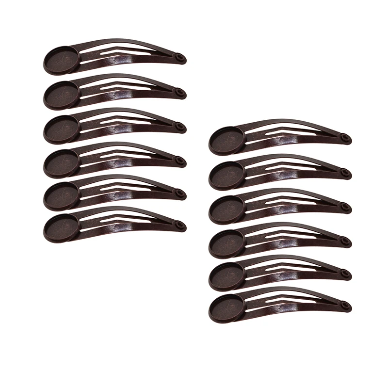 

12pcs 12mm Cabochon Blank Snap Hair Clips Tray Bezel For DIY Jewelry