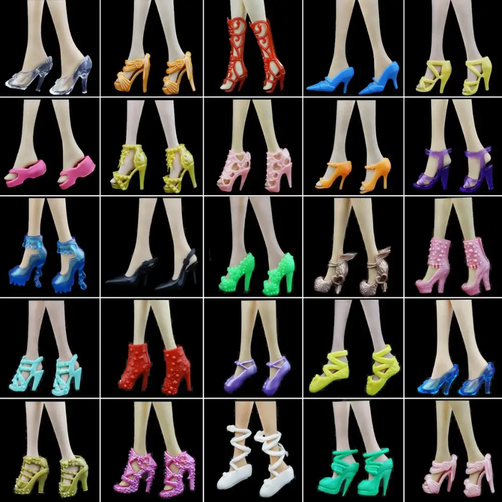 

10x Random Shoes Fashion Mixed High Heel Sandals Slippers Colorful Accessories Dress Clothes For Barbie Doll Girls Play DIY Toys