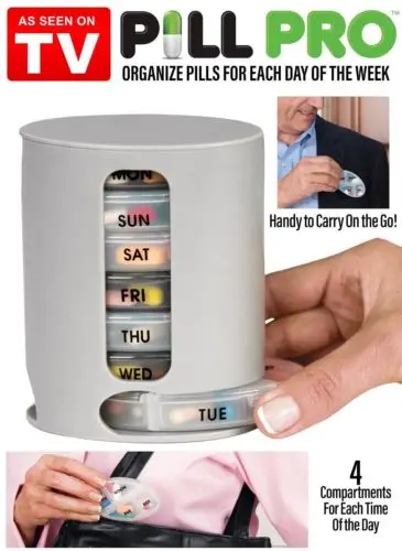 

ROUND 7 DAY PILL BOX ORGANIZER FOR MEDICINE TRAVEL WHITE CASE HOLDER WEEKLY