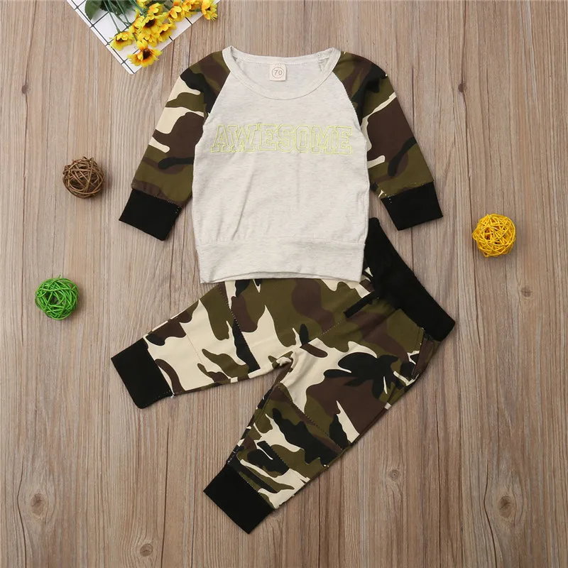 camouflage Baby girl Boy Clothes Newborn Long Sleeve camouflage Awesome